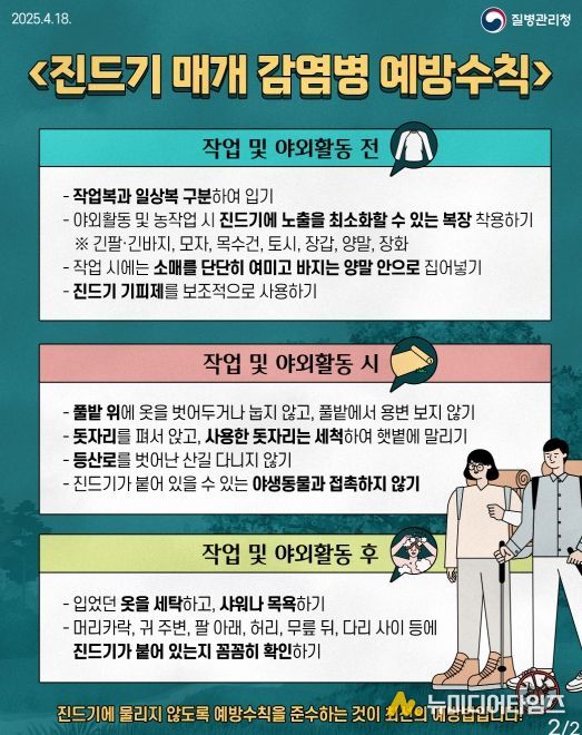진드기 매개 감염병 예방수칙 안내문.