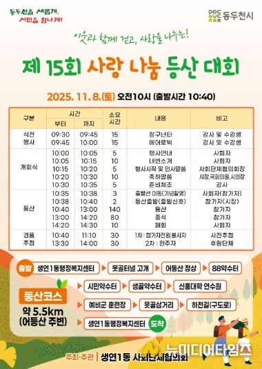 걷는 즐거움, 나누는 행복 제15회 생연1동 사랑나눔 등산대회 개최