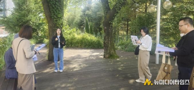 시온고등학교 학교숲 현장평가 모습
