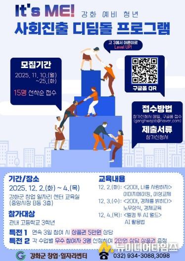 강화군 창업․일자리센터, 고3 수험생들 모여라!…예비 청년 사회진출 디딤돌 프로그램 운영