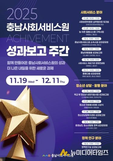 2025 충남사회서비스원 성과보고 주간 홍보 포스터