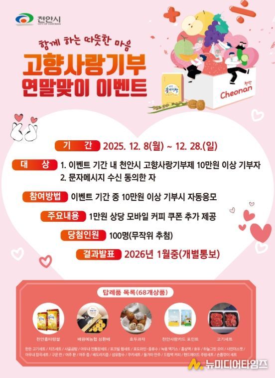 1. 천안시 ‘고향사랑기부제 연말맞이 이벤트’ 홍보문