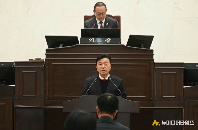 최재구 군수 시정연설 모습