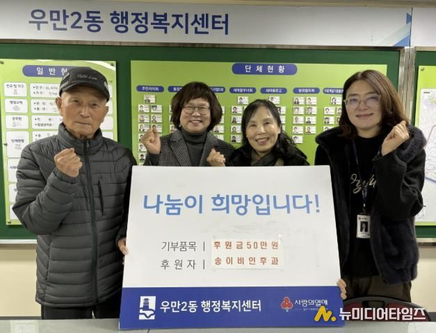 송이비인후과, 수원시 팔달구 우만2동에 관내 취약계층을 위한 후원금 50만원 기부