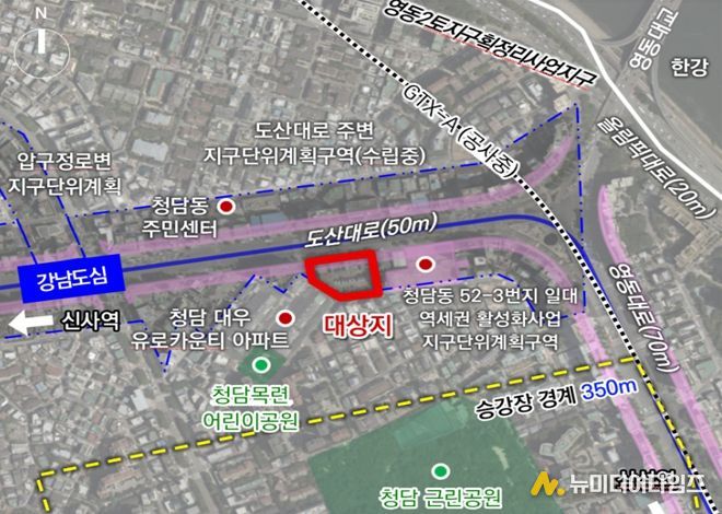 위치도(강남구 청담동 52번지 일대)