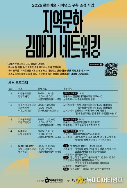 나주문화재단이 오는 12월 16일 나빌레라문화센터 소극장에서 광주·전남권 문화재단이 함께하는 ‘밋업데이’를 개최한다.