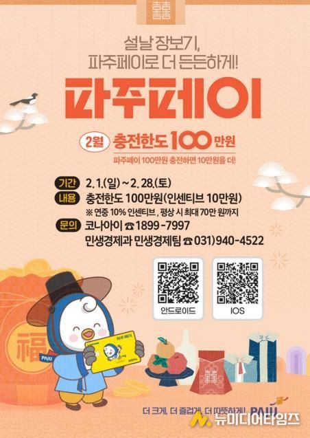 파주시, 설맞이 파주페이 충전한도 100만 원으로 상향