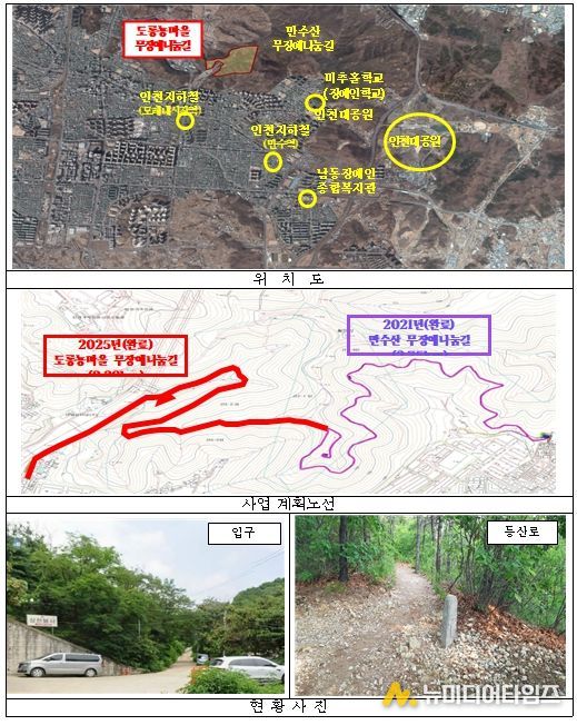 만수산 도롱뇽 무장애나눔길 위치도 및 현장