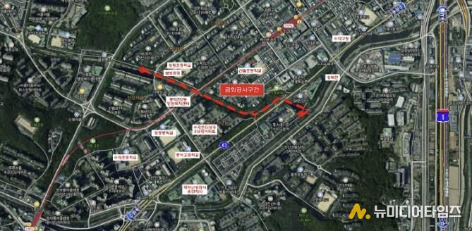 수지구 정평천 일원 산책 정비공사 위치도