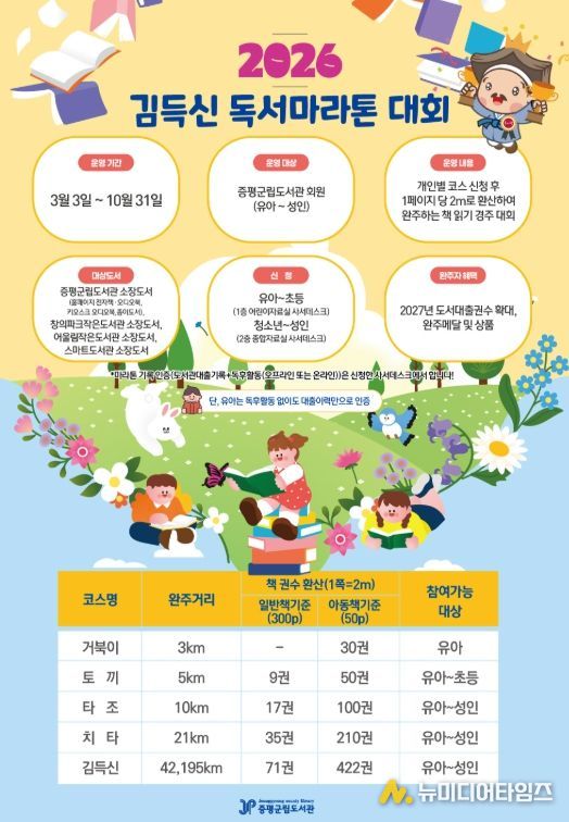 증평군립도서관, ‘김득신 독서마라톤’ 대회